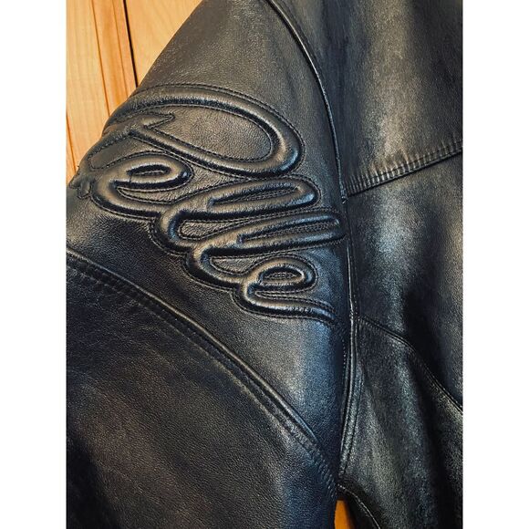 Pelle Pelle Marc Buchanan 90s Y2K Black Lthr Signature Emboss Coat Jacket sz 48 - Picture 4 of 16